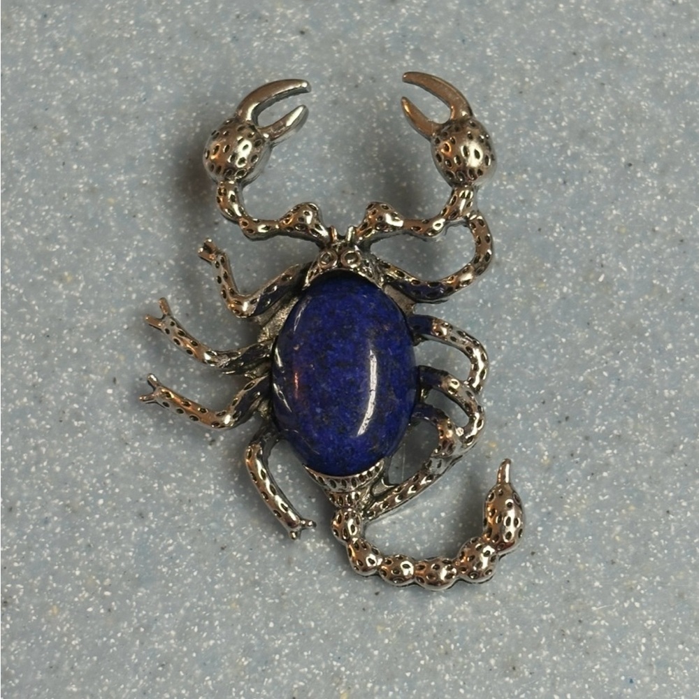 NATURAL Blue Jade Scorpion Pendant with FREE Silver Necklace!